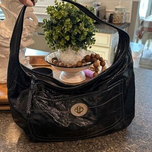 Coach Shiny Black Shoulder Bag